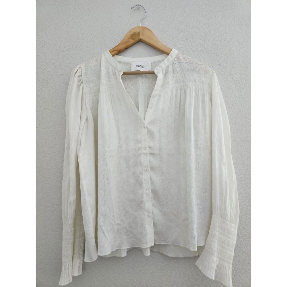ba&sh White Textured Button-Front Blouse | Size 1
